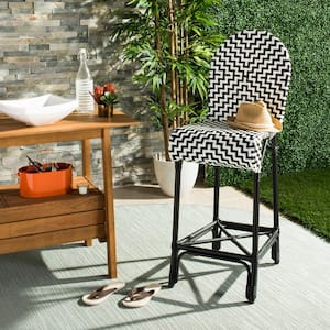 Tilden Black/White Wicker Outdoor Bar Stool