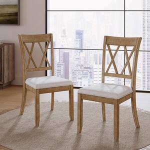 Aitana Rustic Farmhouse Natural Solid Wood Dining Chair (Set of 2)