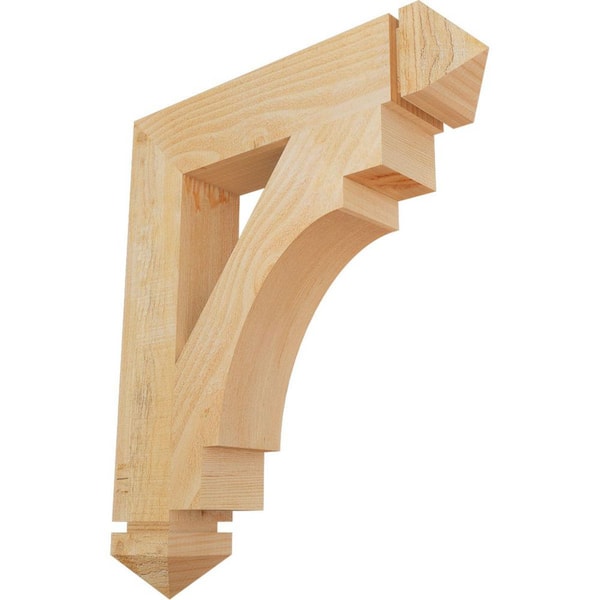 Ekena Millwork 4 in. x 24 in. x 20 in. Douglas Fir Merced Arts and Crafts Rough Sawn Bracket