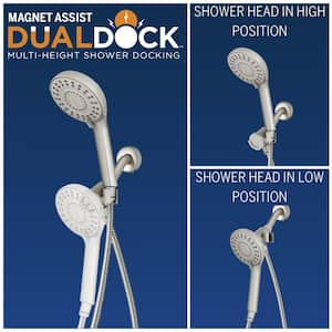 8-Spray Wall Mount Magnet Assist Multi Height Handheld Shower Head 1.8 GPM in Brushed Nickel