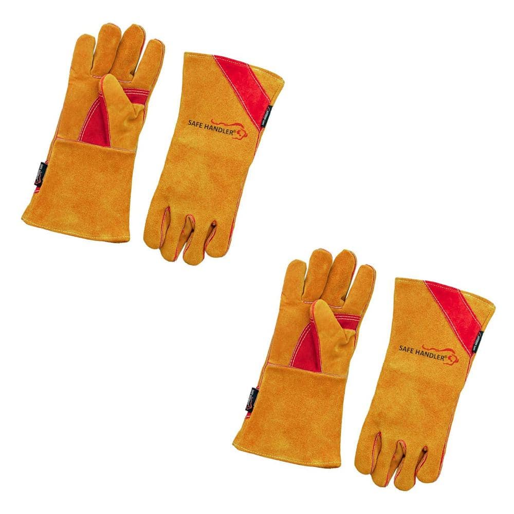 One Pair Welding Metal Working Gloves Fireproof Heat Resistant Protective  Gloves for Welders Against Scalding（Random Style）