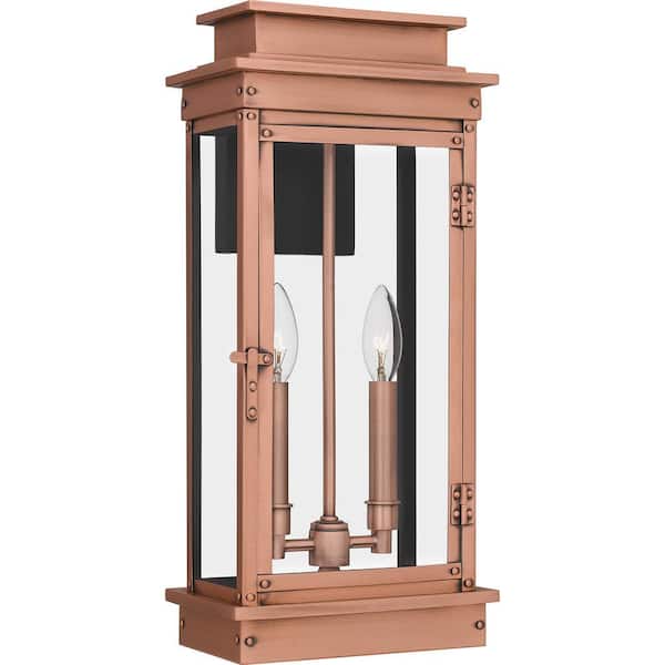 Quoizel Noelle 19 in. Aged Copper Outdoor Hardwired Wall Lantern Sconce