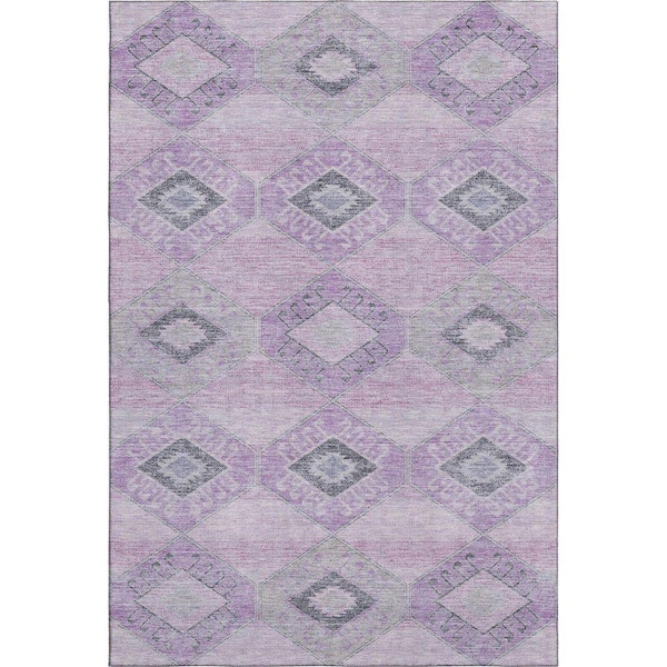 Mayfield Premium Machine Washable Abstract AMF1857 Lavender 9 ft. x 12 ft. Area Rug