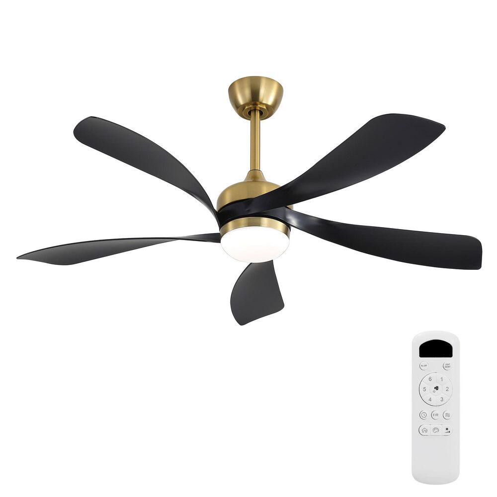 52 in. Smart Indoor Golden+Matte Black Low Profile Standard Ceiling Fan with Remote Control and Dimmable LED Light price history on PriceWatchPro
