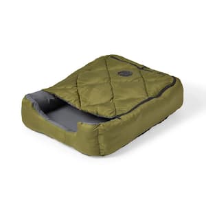 Pet Sleeping Bag with Zippered Cover and Insulation for Indoor/Outdoor, Use as Pet Beds or Pet Mats, (SM/Green)