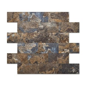 Rust-Slate 13.5 in. x 11.4 in. PVC Peel and Stick Tile for Kitchen Backplash, Bathroom, Fireplace (9.6 sq. ft./box)