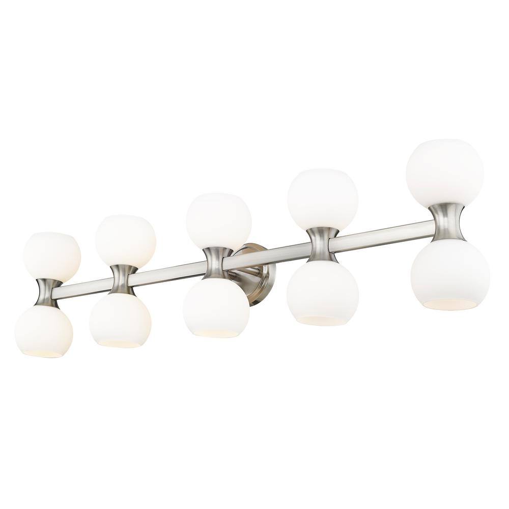 Artemis Brushed Nickel 10-Light Vanity with Opal Glass Shades
