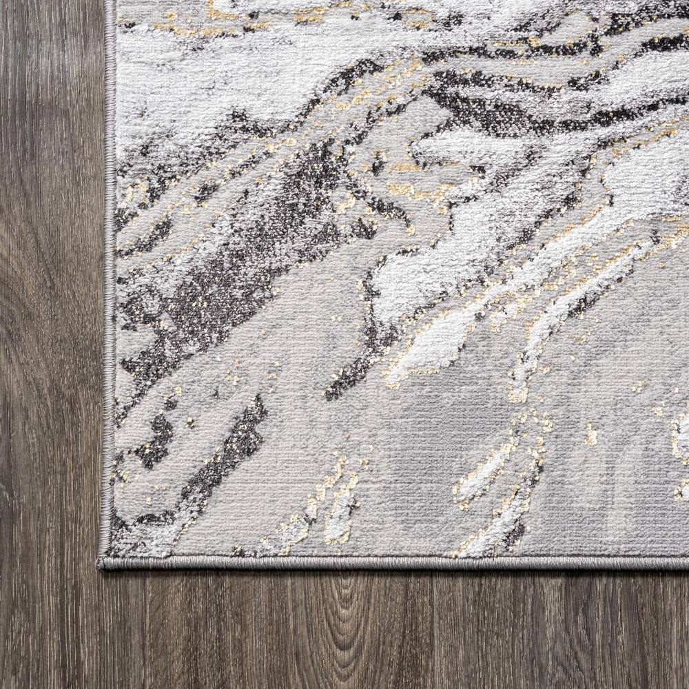 Abstract Swirl Marbled Gray Synthetic 5'x8' Area Rug