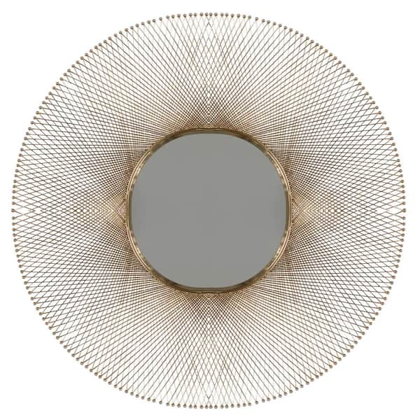 46 in. x 46 in. Starburst Round Framed Gold Wall Mirror