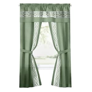 Paige 5-piece Green Polyester 55 in. W x 84 in. L Light Filtering Curtain Set (Double Panel)