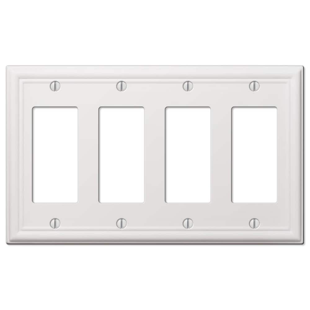 White Steel 4-Gang Quad Rocker Wall Plate