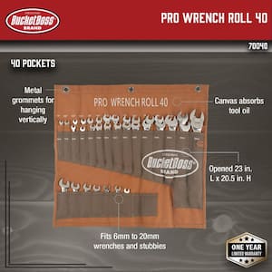 23 in. Professional Big Wrench Tool Roll with 40 Tool Bag Storage Pockets
