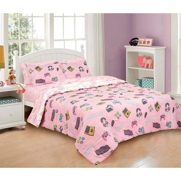 KIDZ MIX Gamer Girl 5 Pieces Bed In A Bag with Sheet Set Microfiber Multi Color Twin 9273 040 0671 The Home Depot