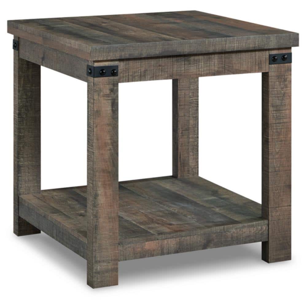 Chic Contemporary 24'' Brown Wood Square End Table with Storage