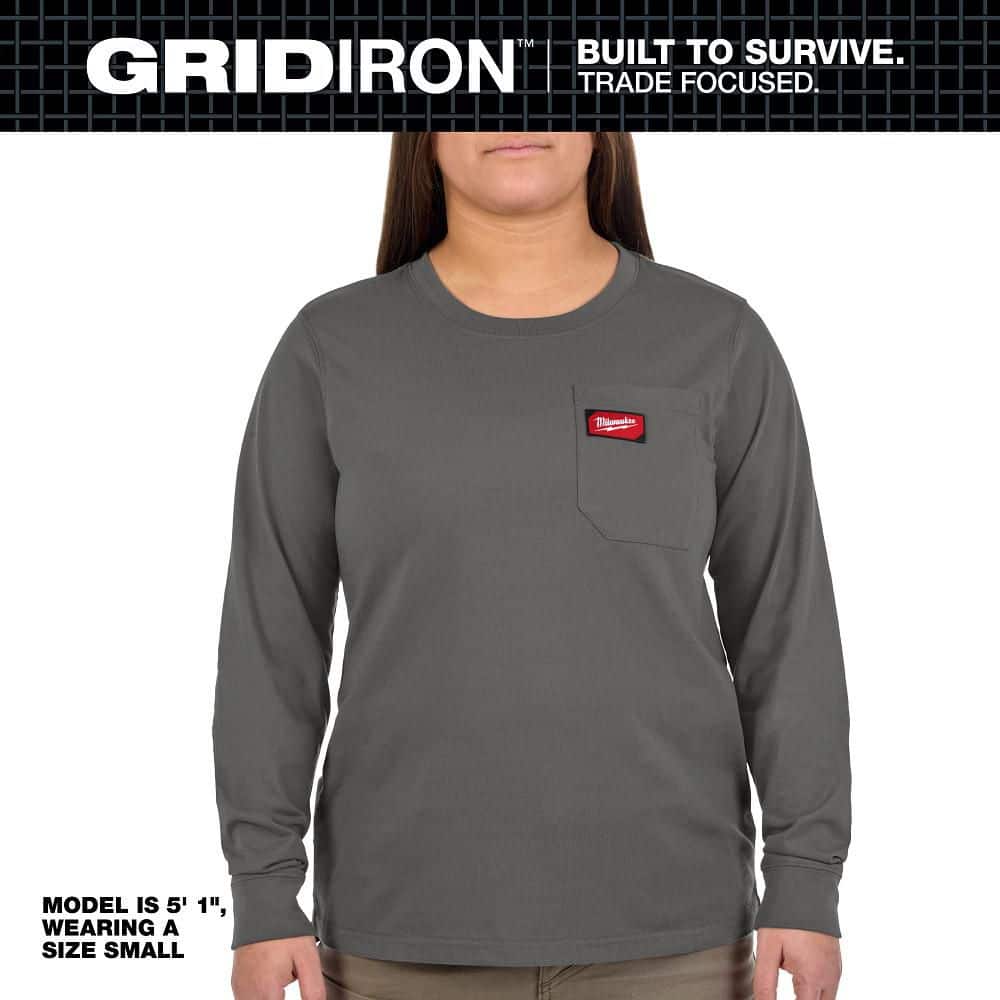 Women's 2X-Large Gray Long Sleeve GRIDIRON Pocket T-Shirt price history on PriceWatchPro