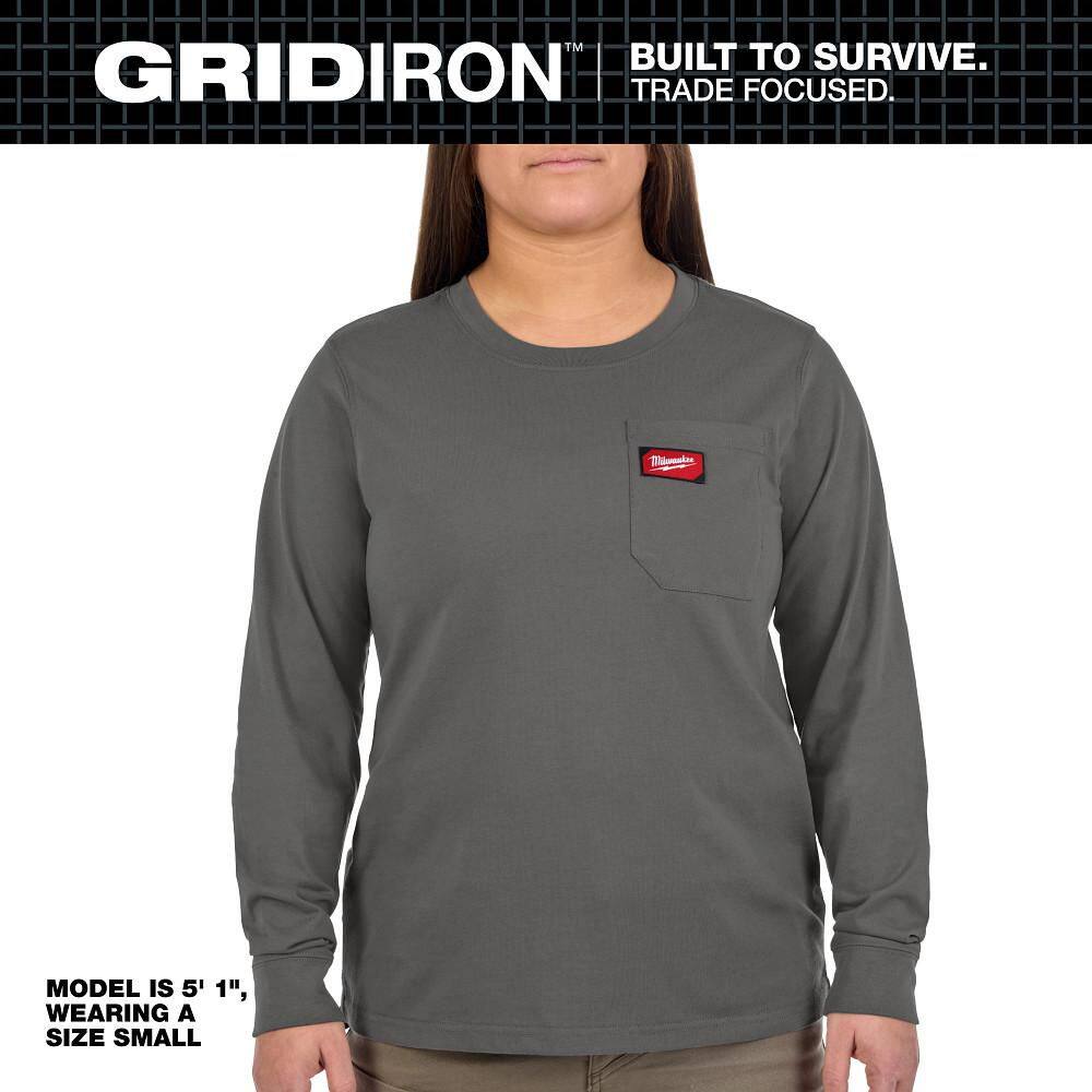 Women's Small Gray Long Sleeve GRIDIRON Pocket T-Shirt price history on PriceWatchPro