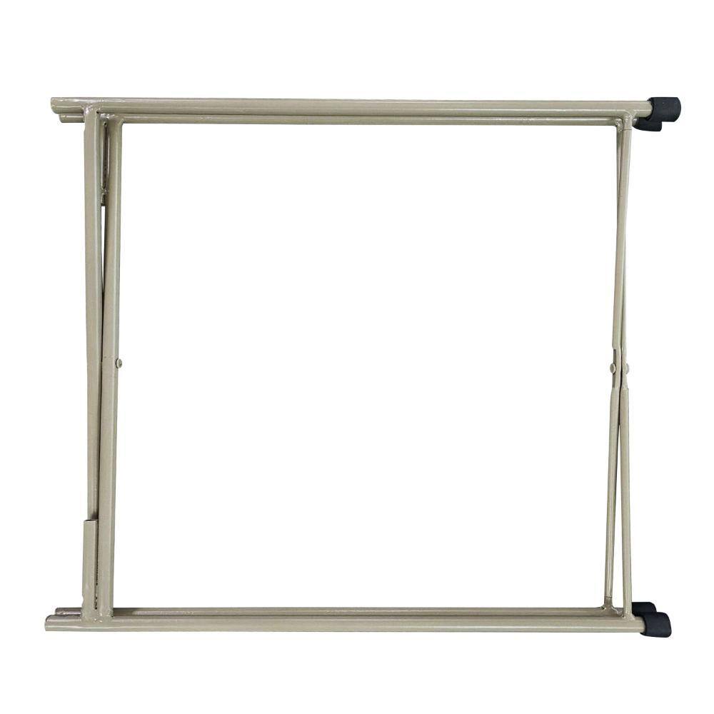 Beige 18" Round Metal Tray Top Foldable Side Table