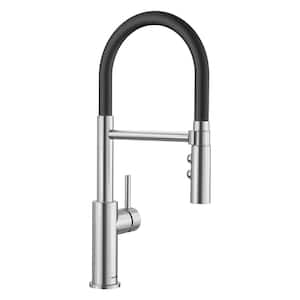 Catris Flexo Semi-Pro Single Handle Pull-Down Sprayer Kitchen Faucet in PVD Steel