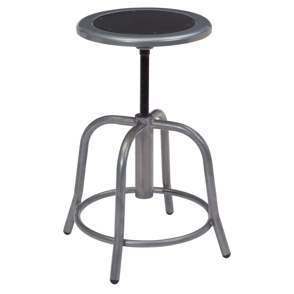 Adjustable Black Metal Swivel Stool with Footrest