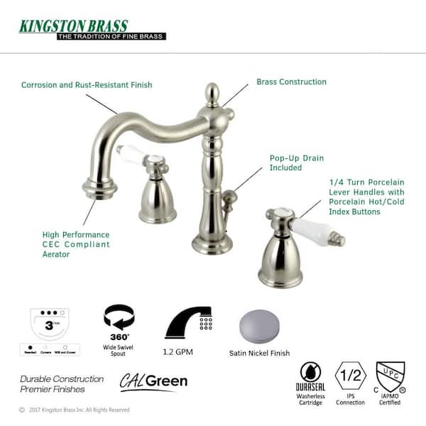 Kingston Brass Victorian 8 in. Widespread 2-Handle Bathroom Faucet in Brushed  Nickel HKB1978BPL - The Home Depot