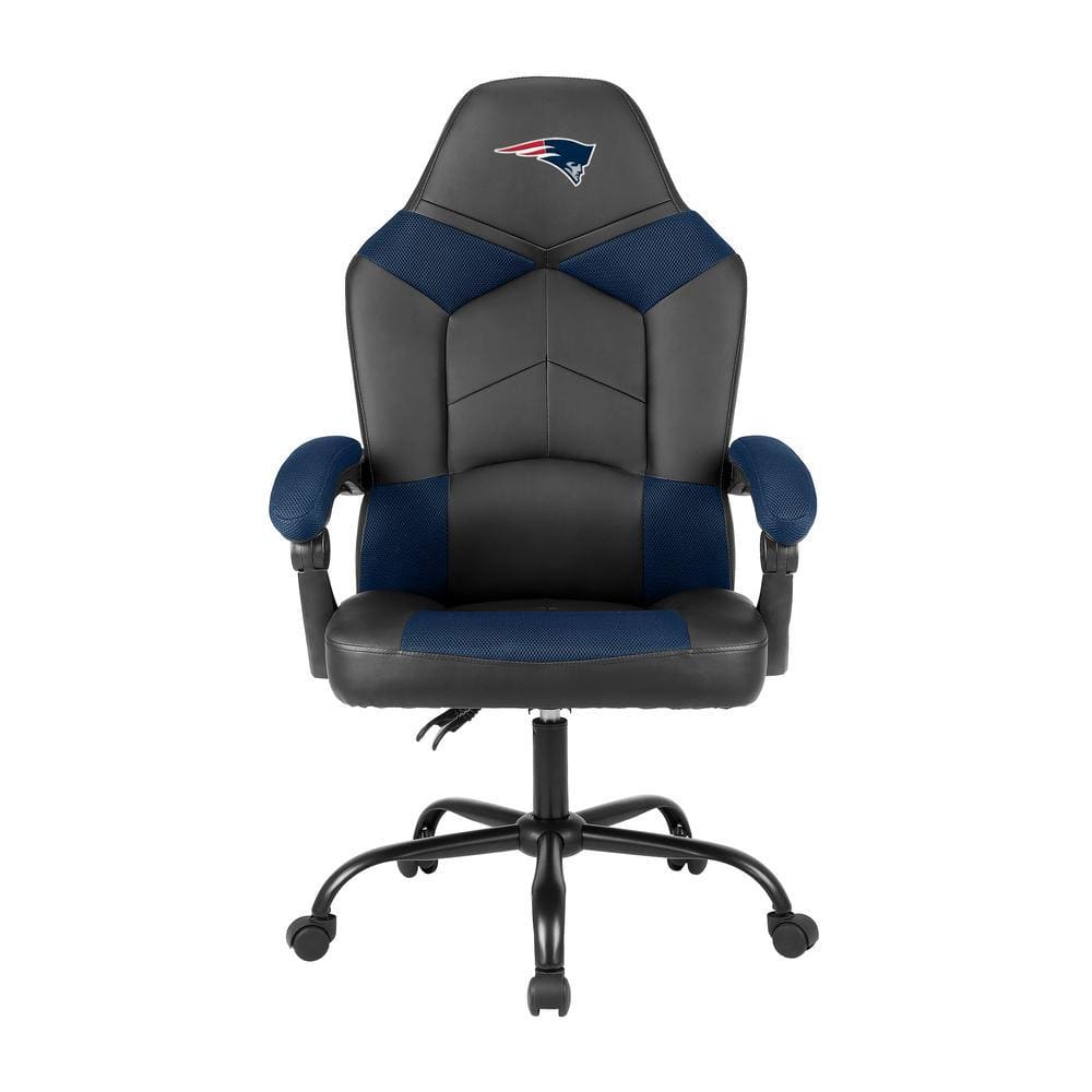 New England Patriots Black Polyurethane Oversized Office Chair with Reclining Back