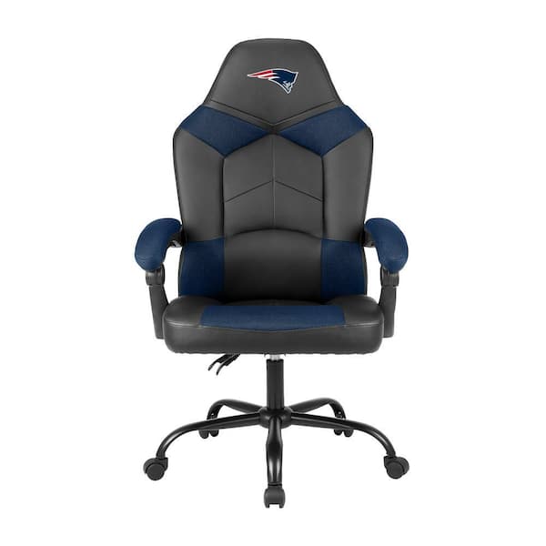 New England Patriots Black Polyurethane Oversized Office Chair with Reclining Back