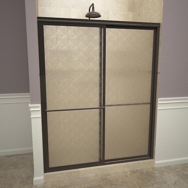 Redi Slide 1100 Series 59 in. W x 71-1/2 in. H Framed Sliding Shower Doors in Oil Rubbed Bronze with Towel Bars and Obscure Glass