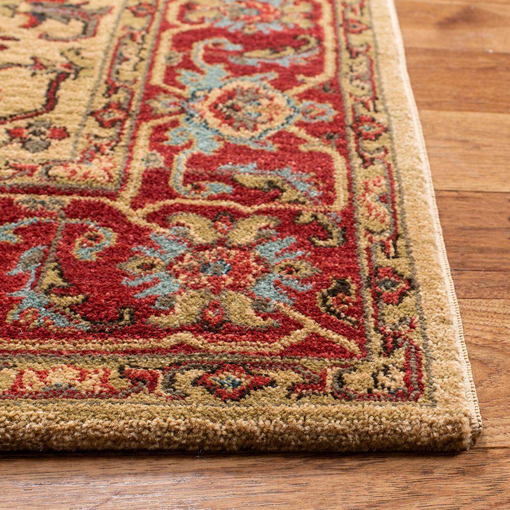 Rectangular Red Synthetic Stain-Resistant Area Rug