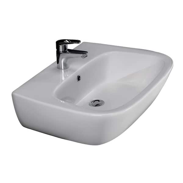 Barclay Products Elena 450 Wall-Hung Sink in White with 4 in. Centerset Faucet Holes