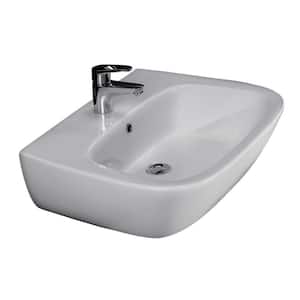 Elena 450 Wall-Hung Sink in White with 8 in. Widespread Faucet Holes