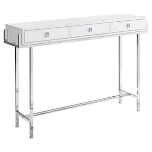 48 in. White Standard Rectangle Console Table with Drawers