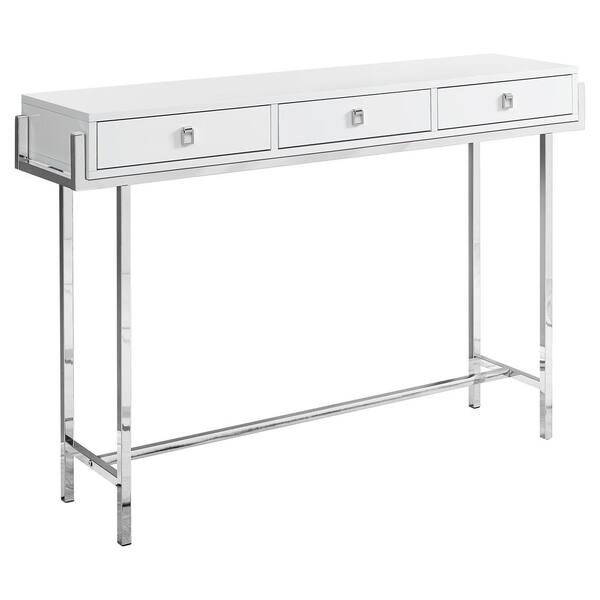 48 in. White Standard Rectangle Console Table with Drawers HD3297 The