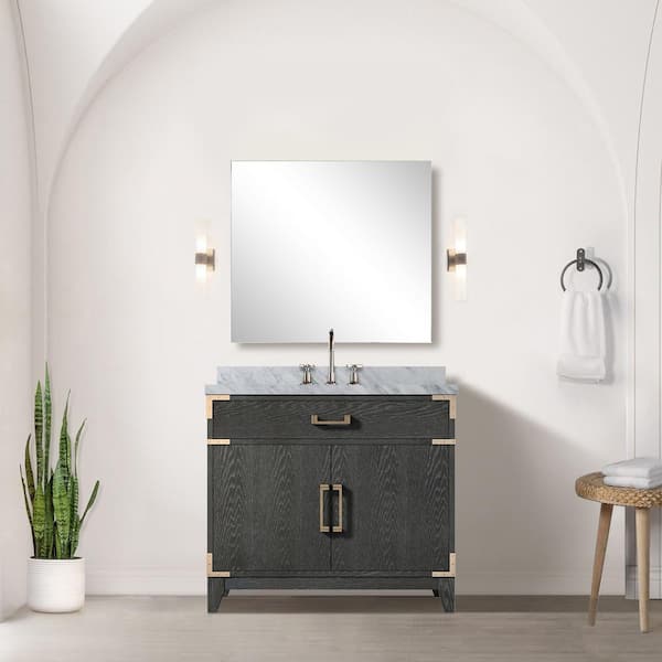 Fossa 36 in. Bath Vanity Cabinet without Top in Black Oak Assembled
