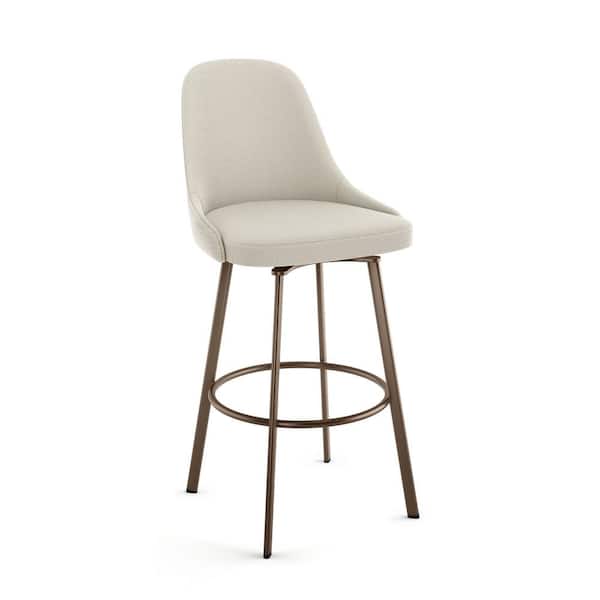 Amisco Harper 27 in. Cream Boucle Polyester / Bronze Metal Low Back Swivel Counter Stool