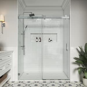 48 in. W x 76 in. H Single Sliding Frameless Soft-Closing Shower Door in Chrome with Easy-Clean 3/8 in. Glass