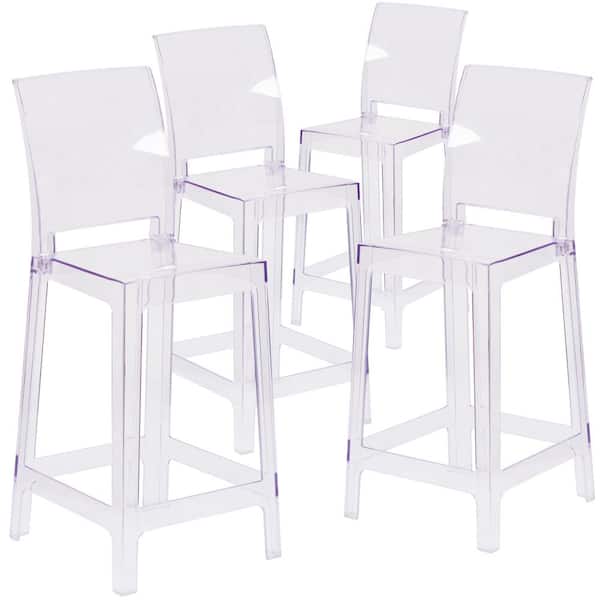 Carnegy Avenue Transparent Crystal Ghost Counter Stools (Set of 4)