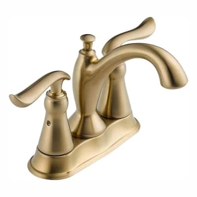 Linden 4 in. Centerset 2-Handle Bathroom Faucet with Metal Drain Assembly in Champagne Bronze