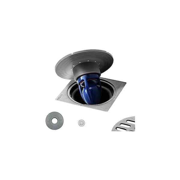 1-Piece Floor Drain Core with Magnetic Backflow Prevention & Rapid Drainage, Removable Design in Blue