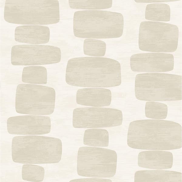 Beige Stripe Block Vinyl Peel and Stick Wallpaper Roll (30.75 sq. ft.)