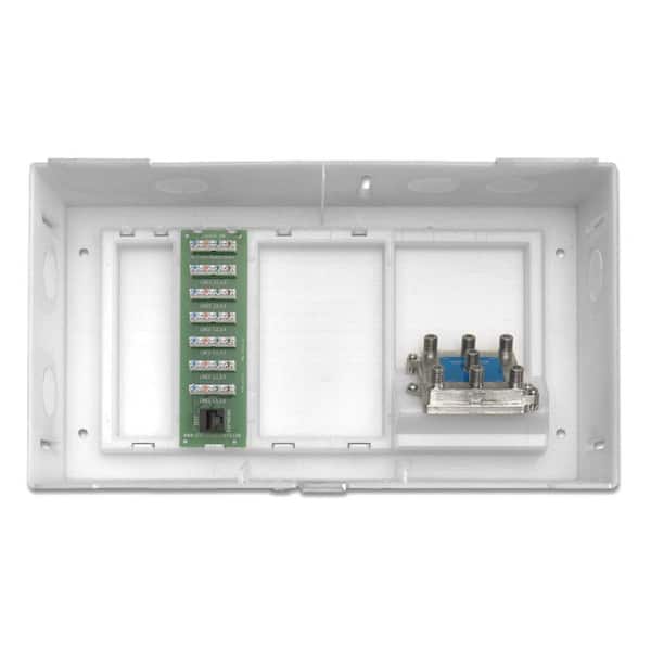 Compact Structured Media Kit 1 x 6 Telephone Expansion Board and 6-Way Video Splitter Included, White 47604-F6S