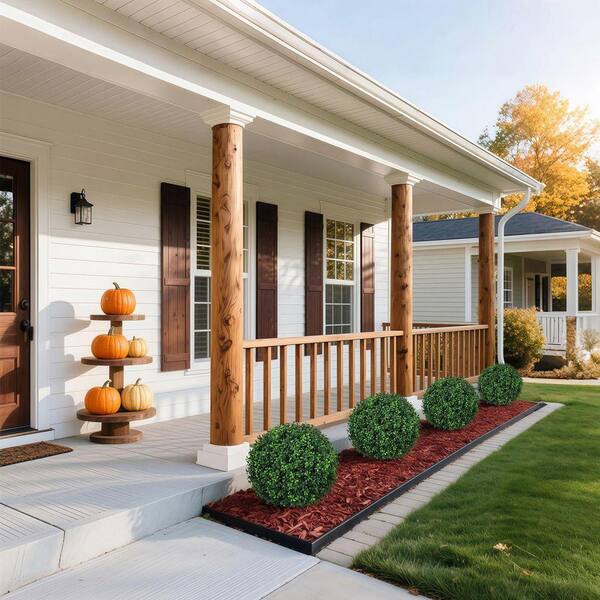 15.74 in Artificial Boxwood Topiary Ball Tree UV Resistant Outdoor