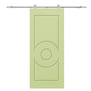 42 in. x 84 in. Sage Green Stained Composite MDF Paneled Interior Sliding Barn Door with Hardware Kit