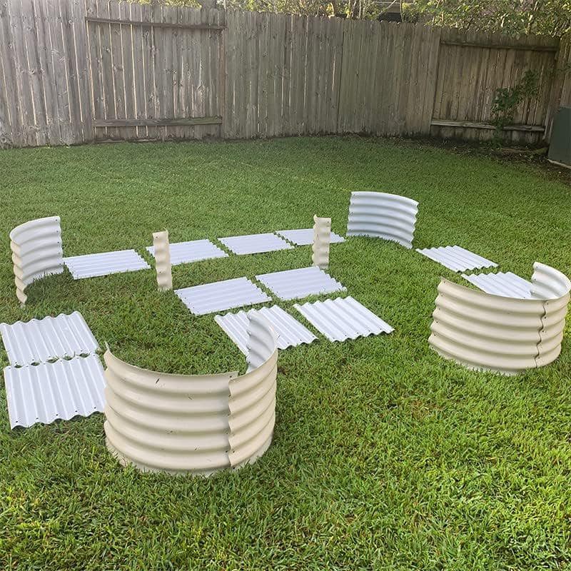 Pearl White 17" Tall U-Shaped Metal Outdoor Raised Garden Bed