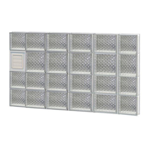 Clearly Secure 42.5 in. x 25 in. x 3.125 in. Frameless Diamond Pattern Glass Block Window with Dryer Vent