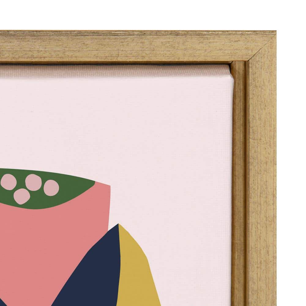 Myriam's Garden Pink and Green Floral Canvas Print with Gold Frame, 18x24