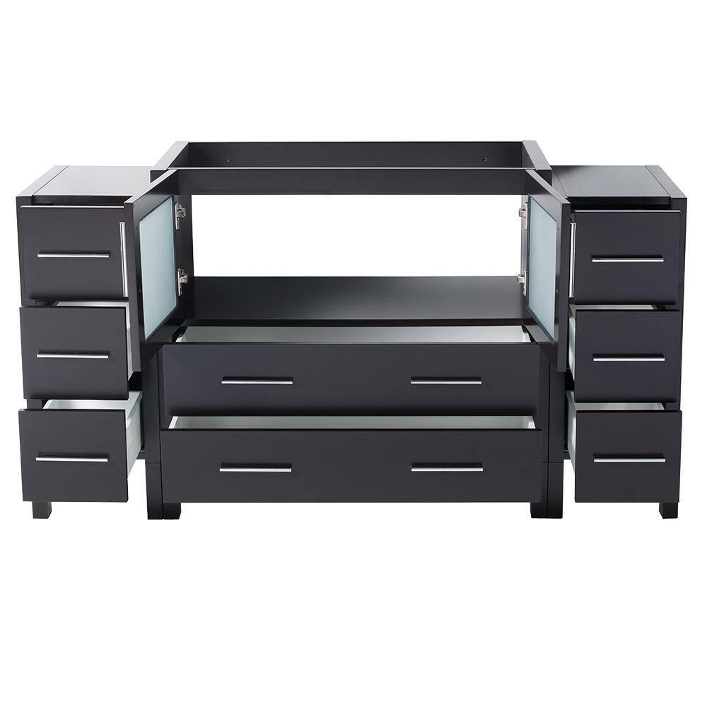 Espresso Engineered Wood 60" Freestanding Modern Vanity Base