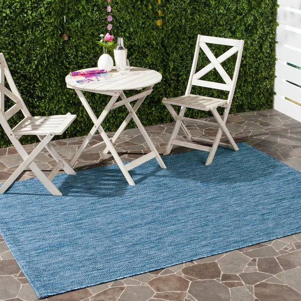 Courtyard Navy Doormat 3 ft. x 5 ft. Solid Indoor/Outdoor Patio Area Rug