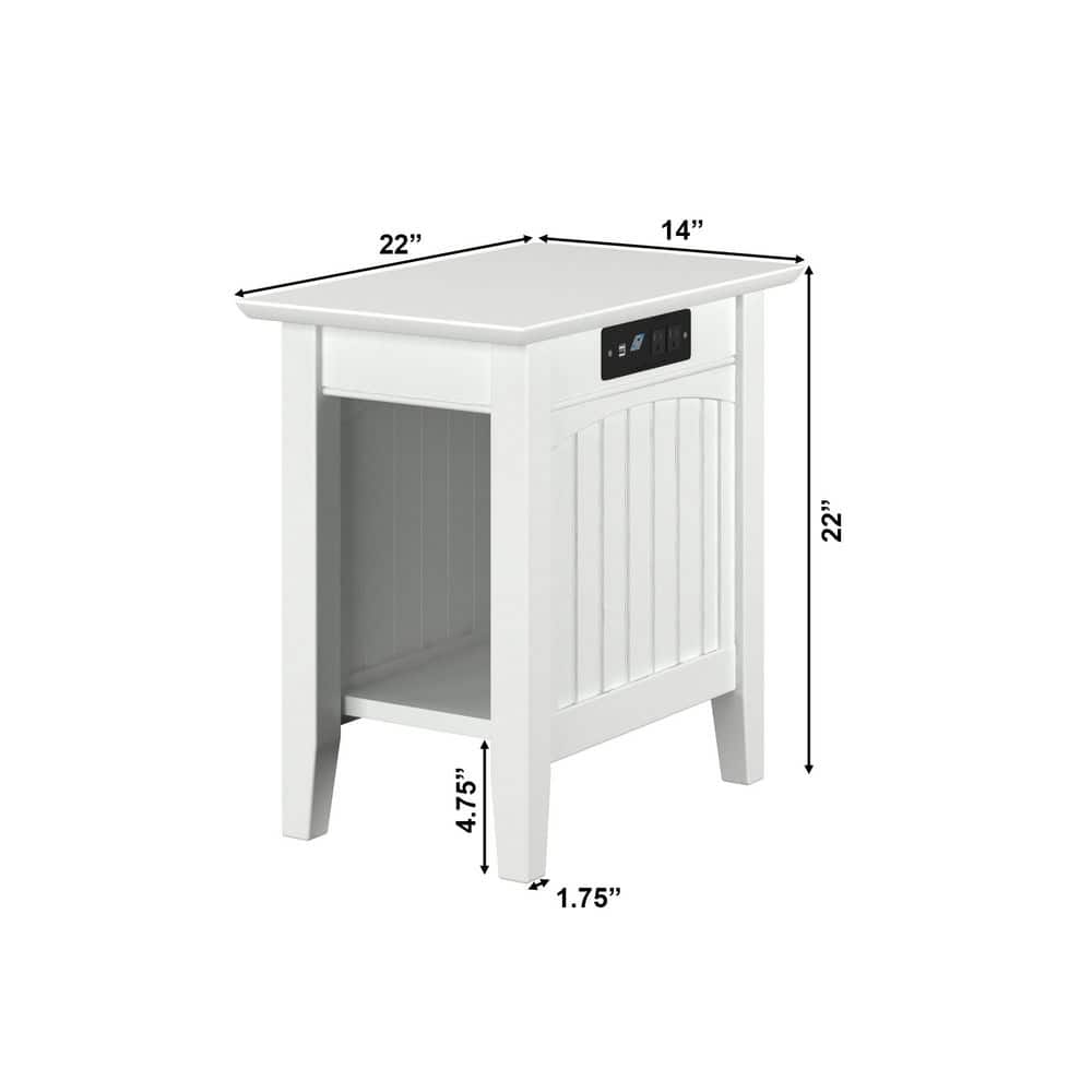 Nantucket White Chair Side Table with Charging Station - thumbnail 3