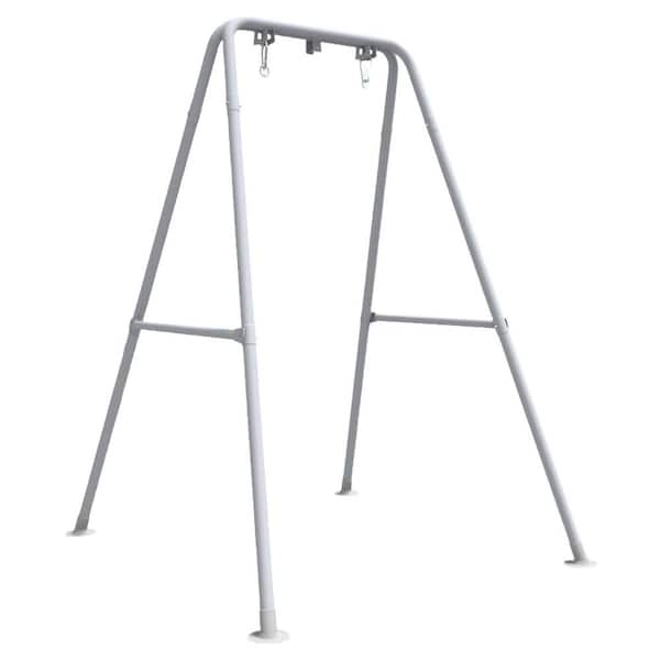 Angel Sar 4 ft. L x 4.7 ft. W x 5.9 ft. H Multi-Use Metal Hammock Stand in White for Outdoor and Indoor