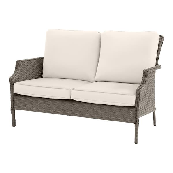 Hampton Bay Grayson Ash Gray Wicker Outdoor Patio Loveseat with